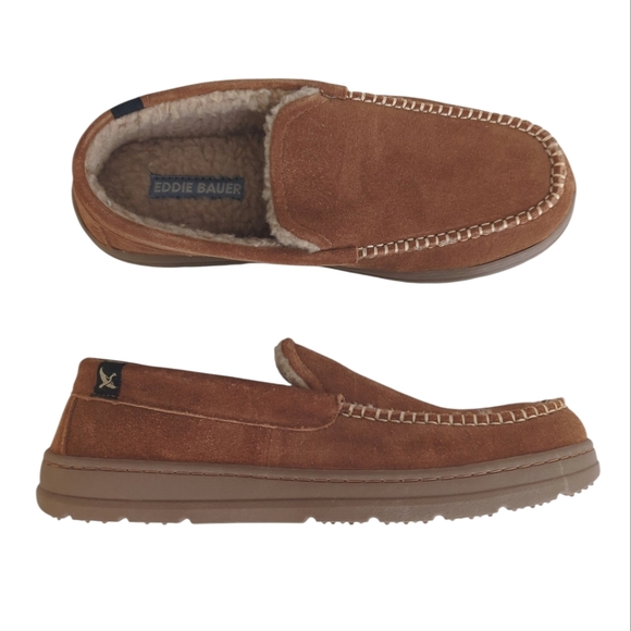 Eddie Bauer Other - NWT Eddie Bauer Loudon Memory Foam Faux Fur Suede Slippers MEDIUM 8-9 Brown